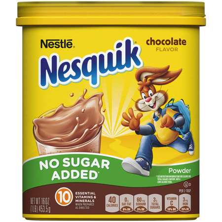 NESTLE Nesquik Milk Flavoring Sugar Free Chocolate Powder 16 oz. Tub, PK6 00028000803209